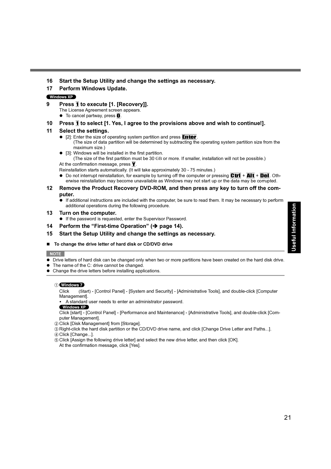 Panasonic CF-31 appendix Additional operations during the following procedure 