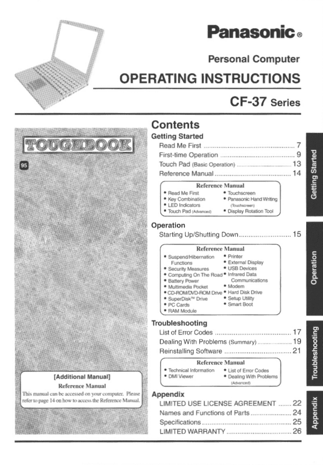 Panasonic CF-37 Series manual 