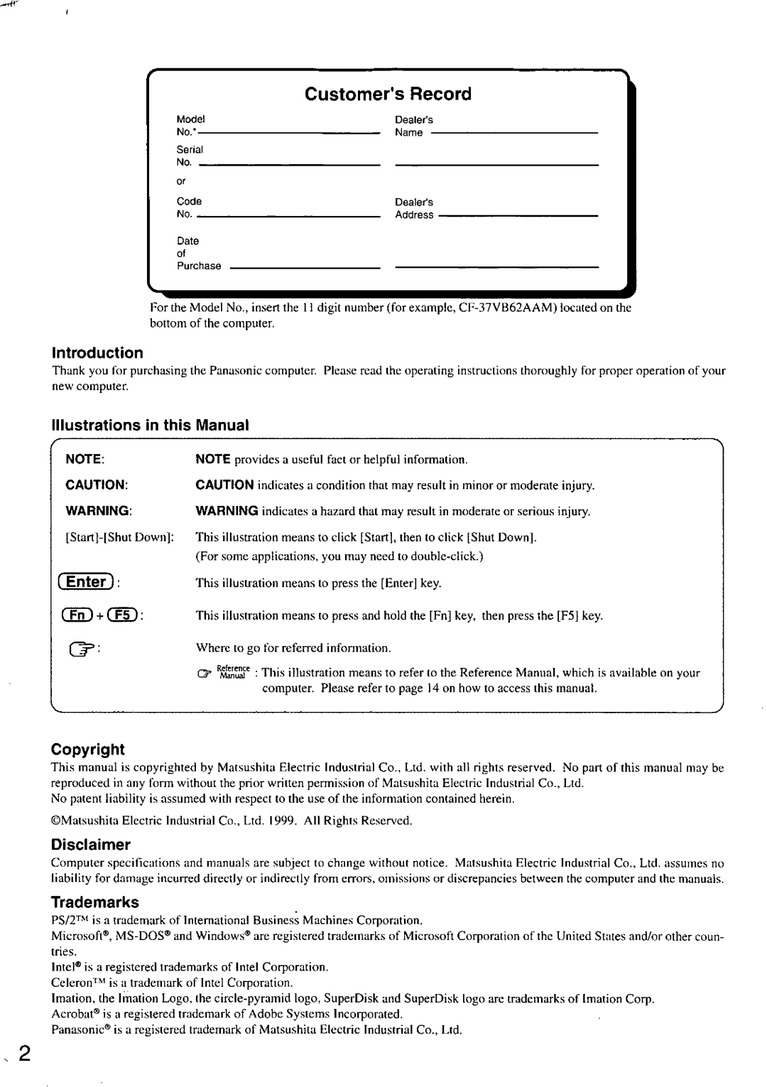 Panasonic CF-37 Series manual 