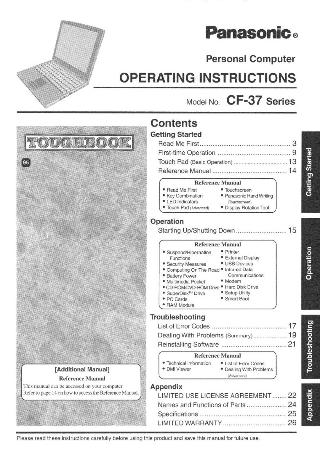 Panasonic CF-37 manual 