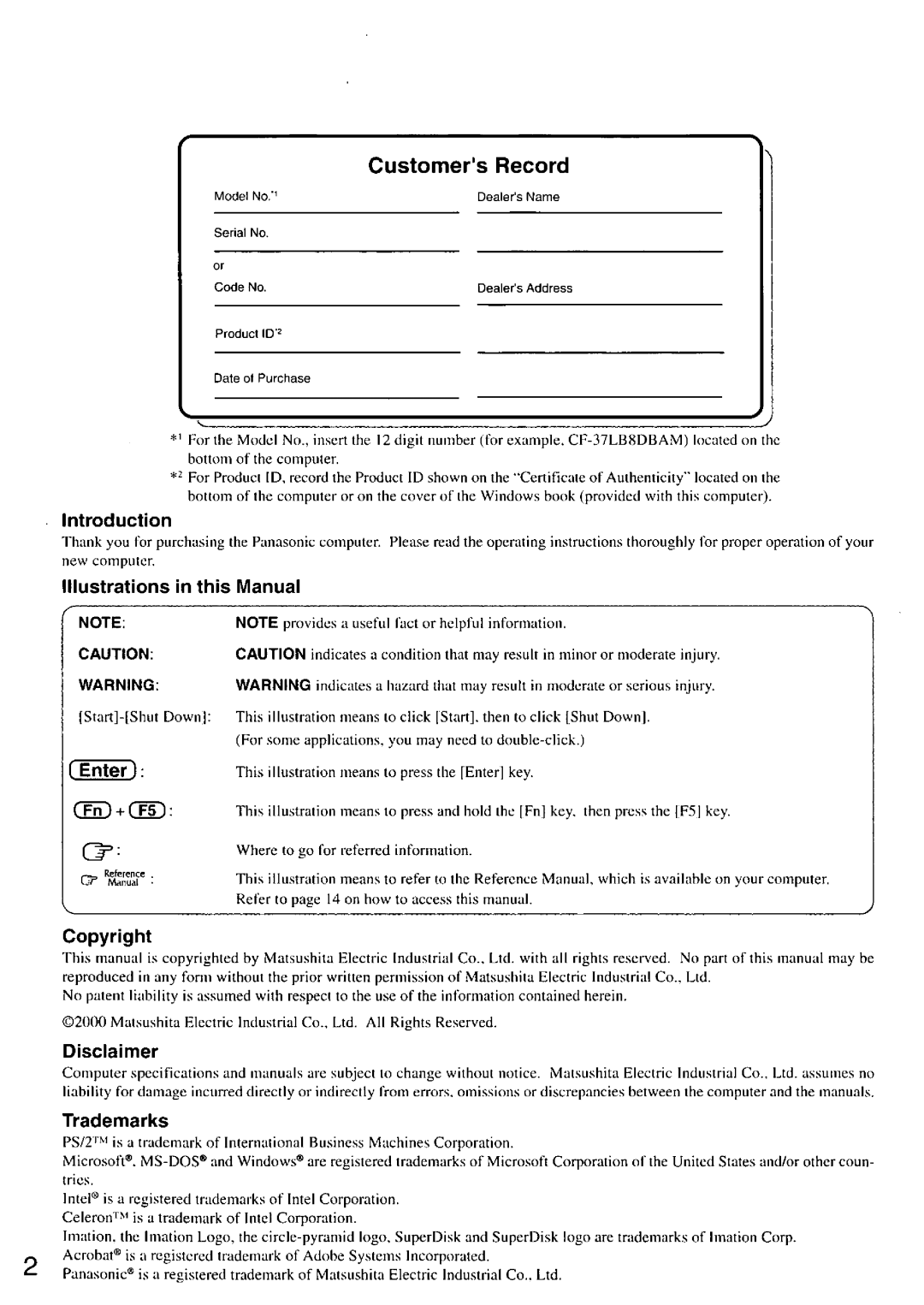 Panasonic CF-37 manual 