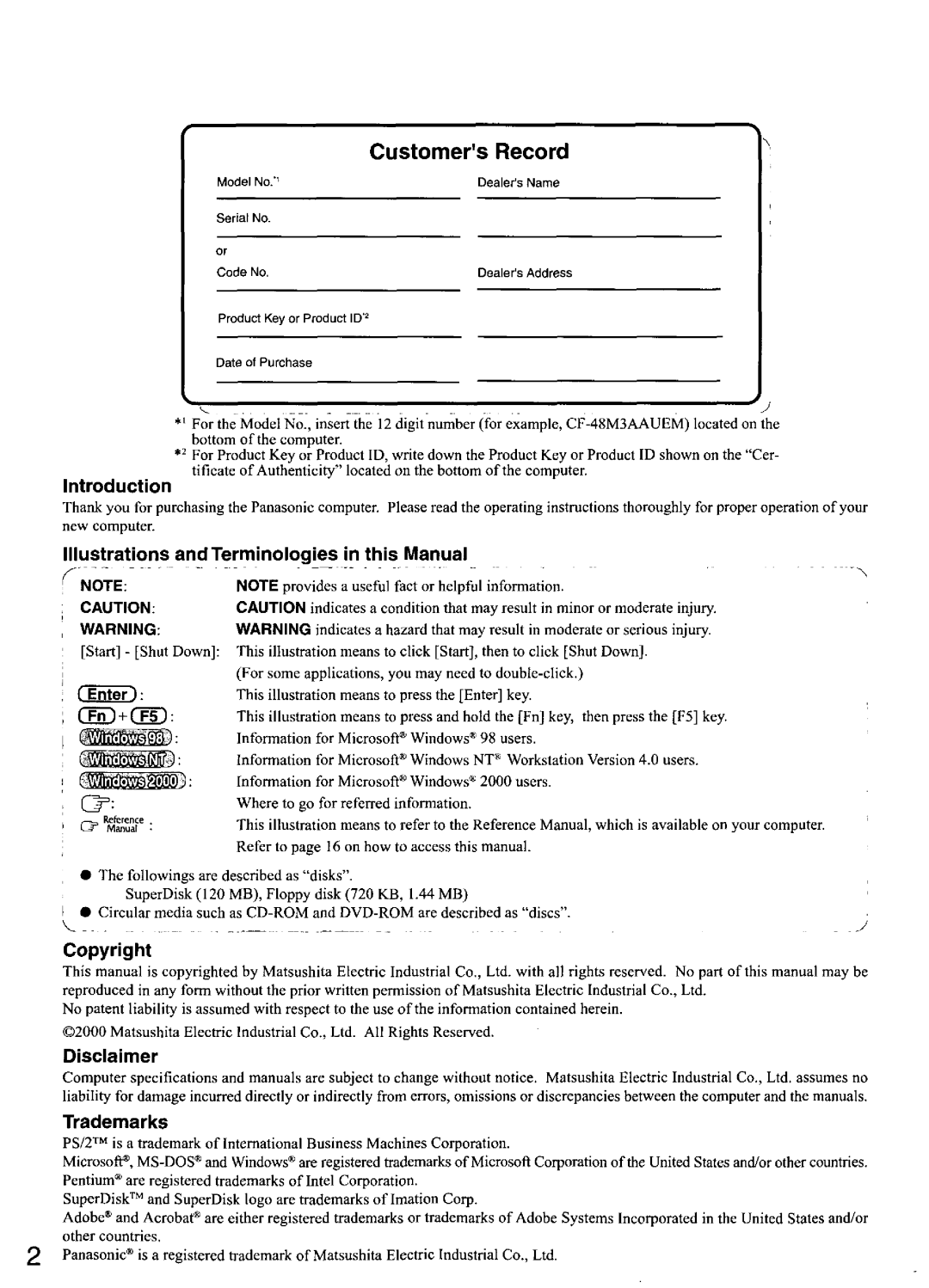 Panasonic CF-48 manual 