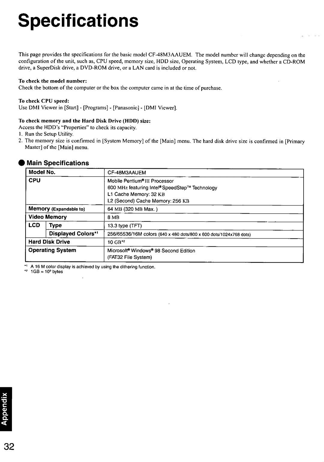 Panasonic CF-48 manual 