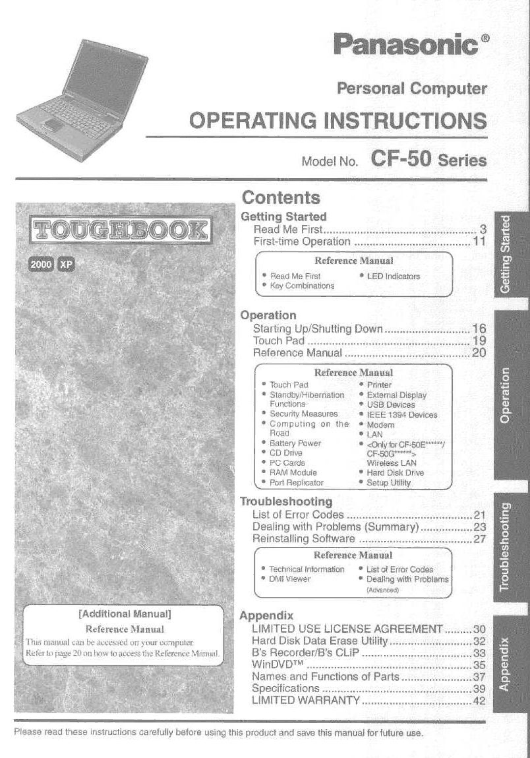 Panasonic CF-50 manual 