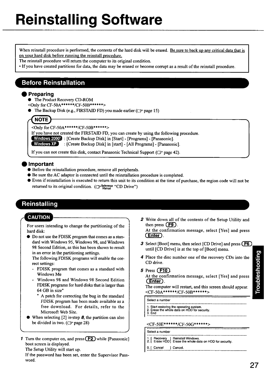 Panasonic CF-50 manual 