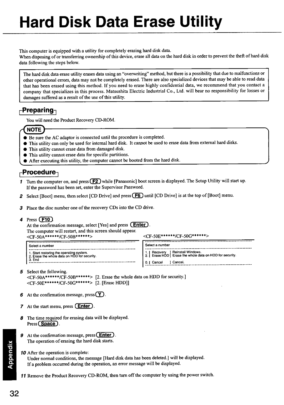 Panasonic CF-50 manual 