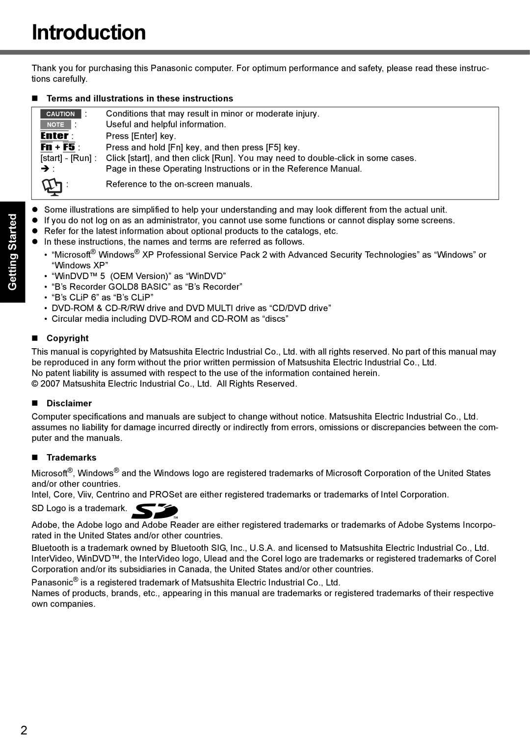 Panasonic CF-51 appendix Introduction, Appendix Troubleshooting Useful Information Getting Started 