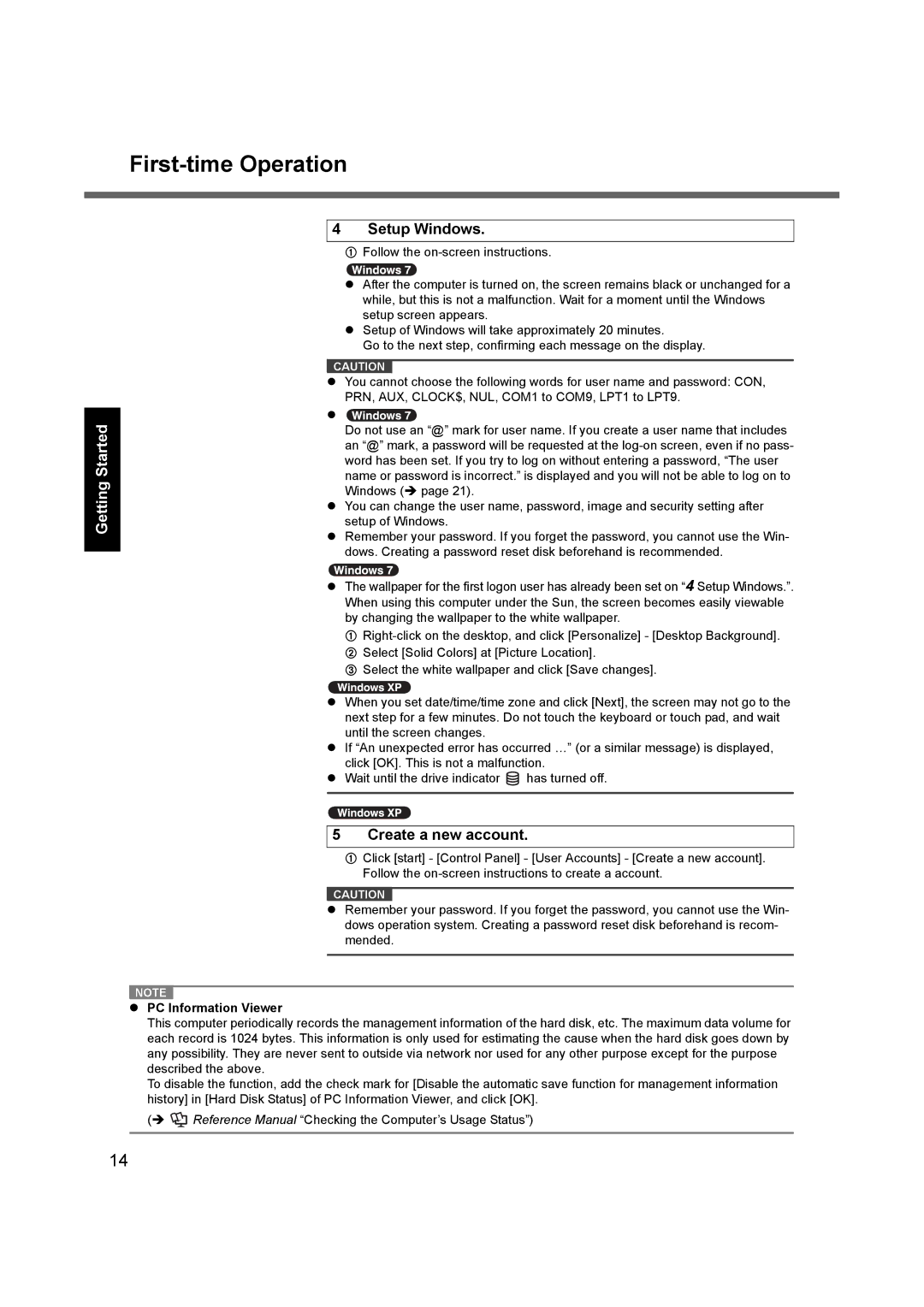 Panasonic CF-52 appendix First-time Operation, PC Information Viewer 