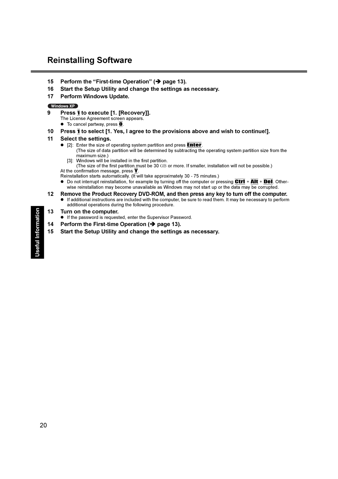 Panasonic CF-52 appendix Reinstalling Software 