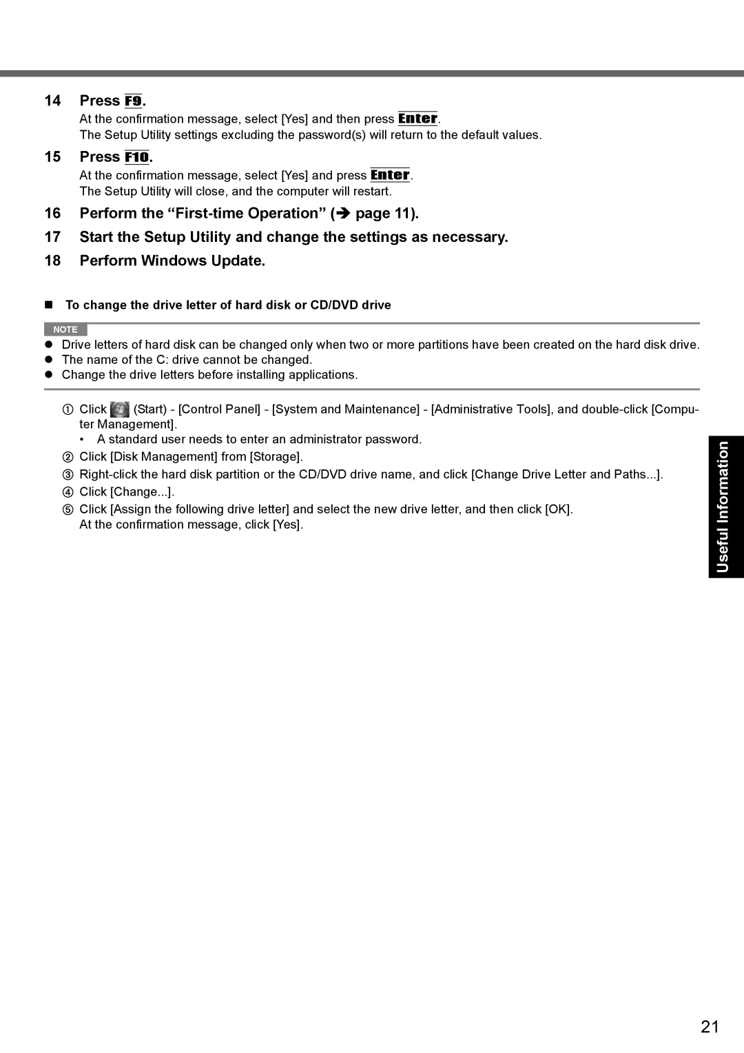 Panasonic CF-52 appendix To change the drive letter of hard disk or CD/DVD drive 