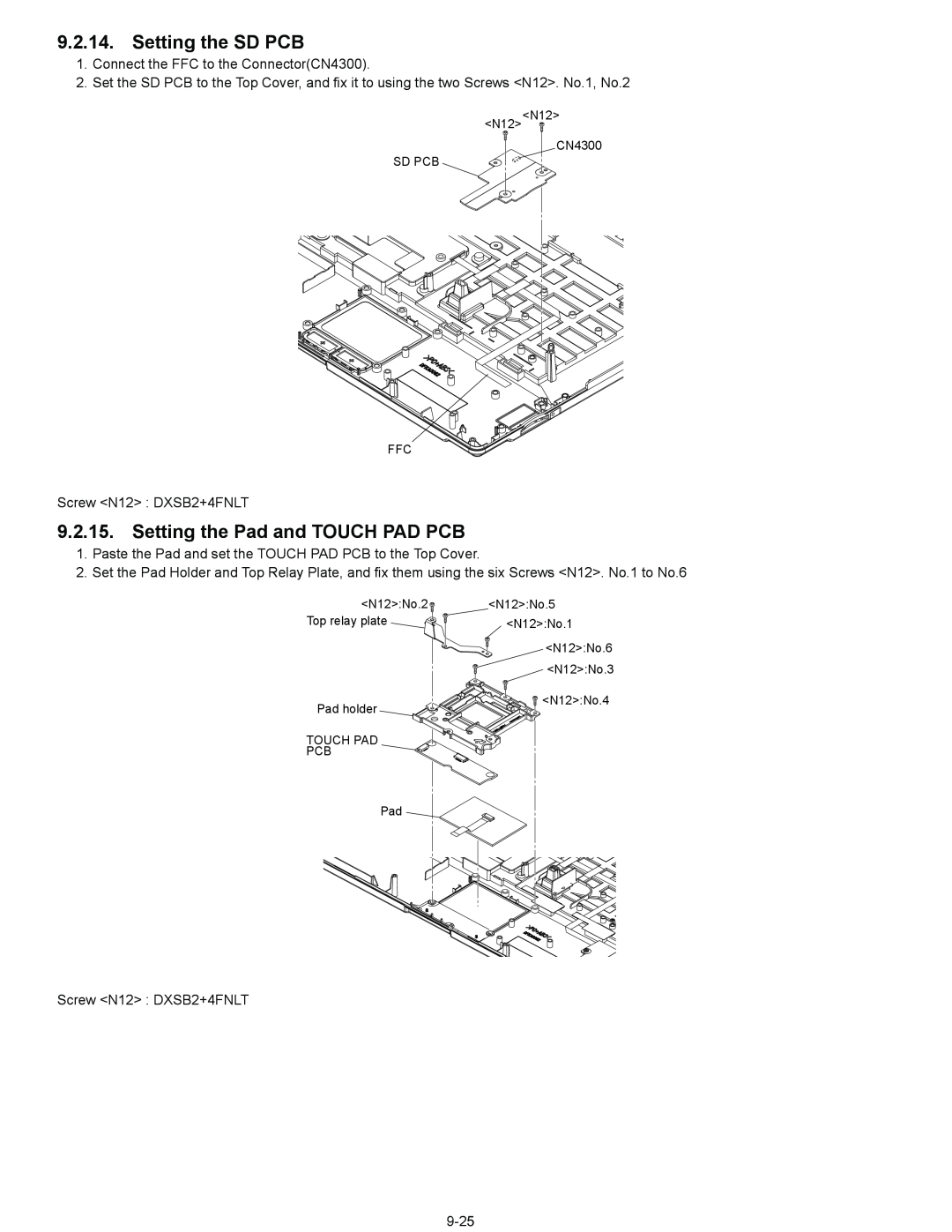 Panasonic CF-52EKM 1 D 2 M service manual Setting the SD PCB, Setting the Pad and TOUCH PAD PCB 