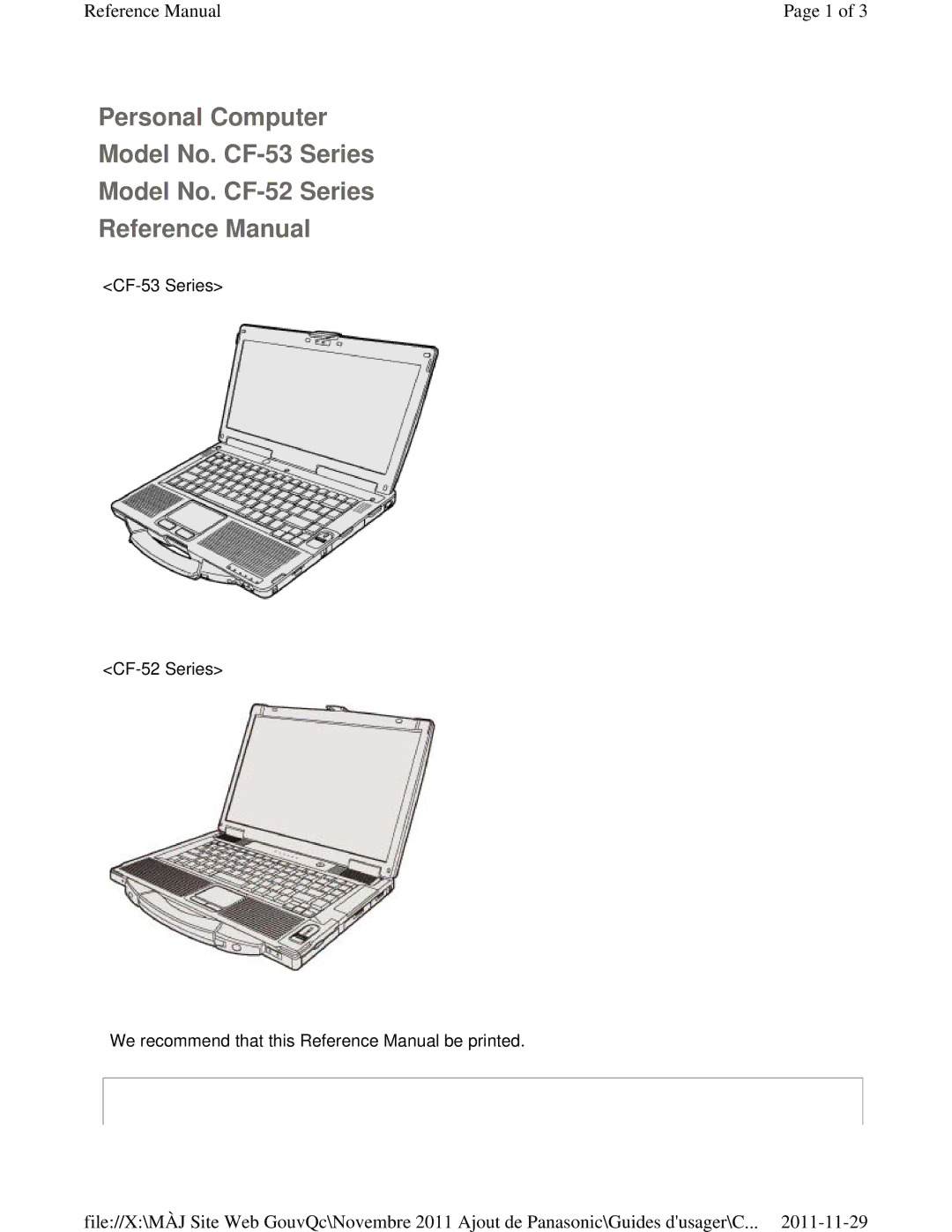 Panasonic CF-53ASUZX1M manual Reference Manual 