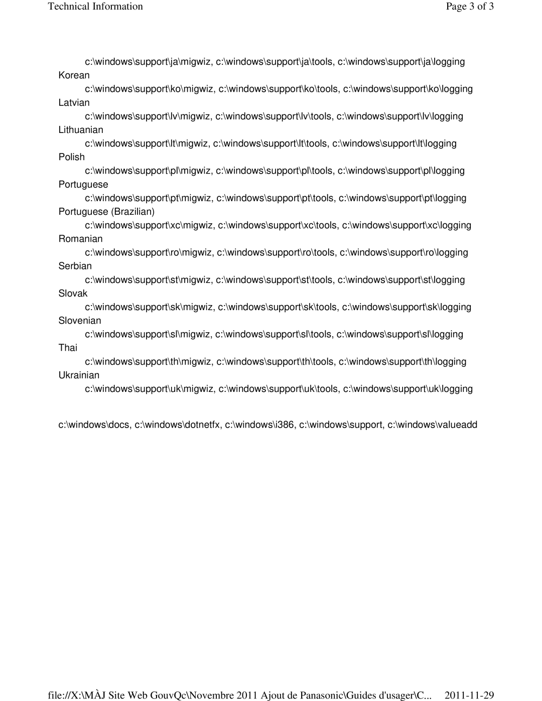 Panasonic CF-53ASUZX1M manual Technical Information 