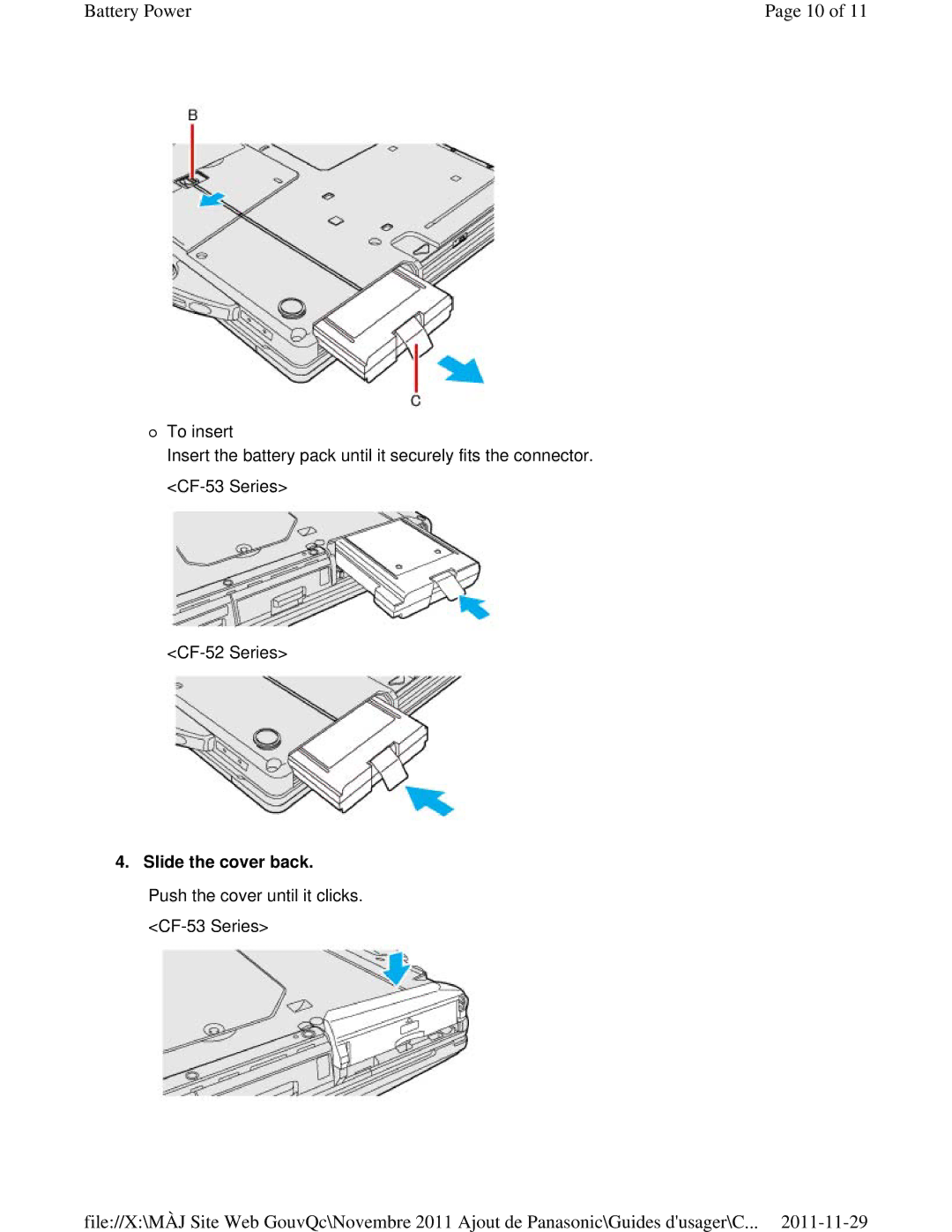 Panasonic CF-53ASUZX1M manual Slide the cover back 