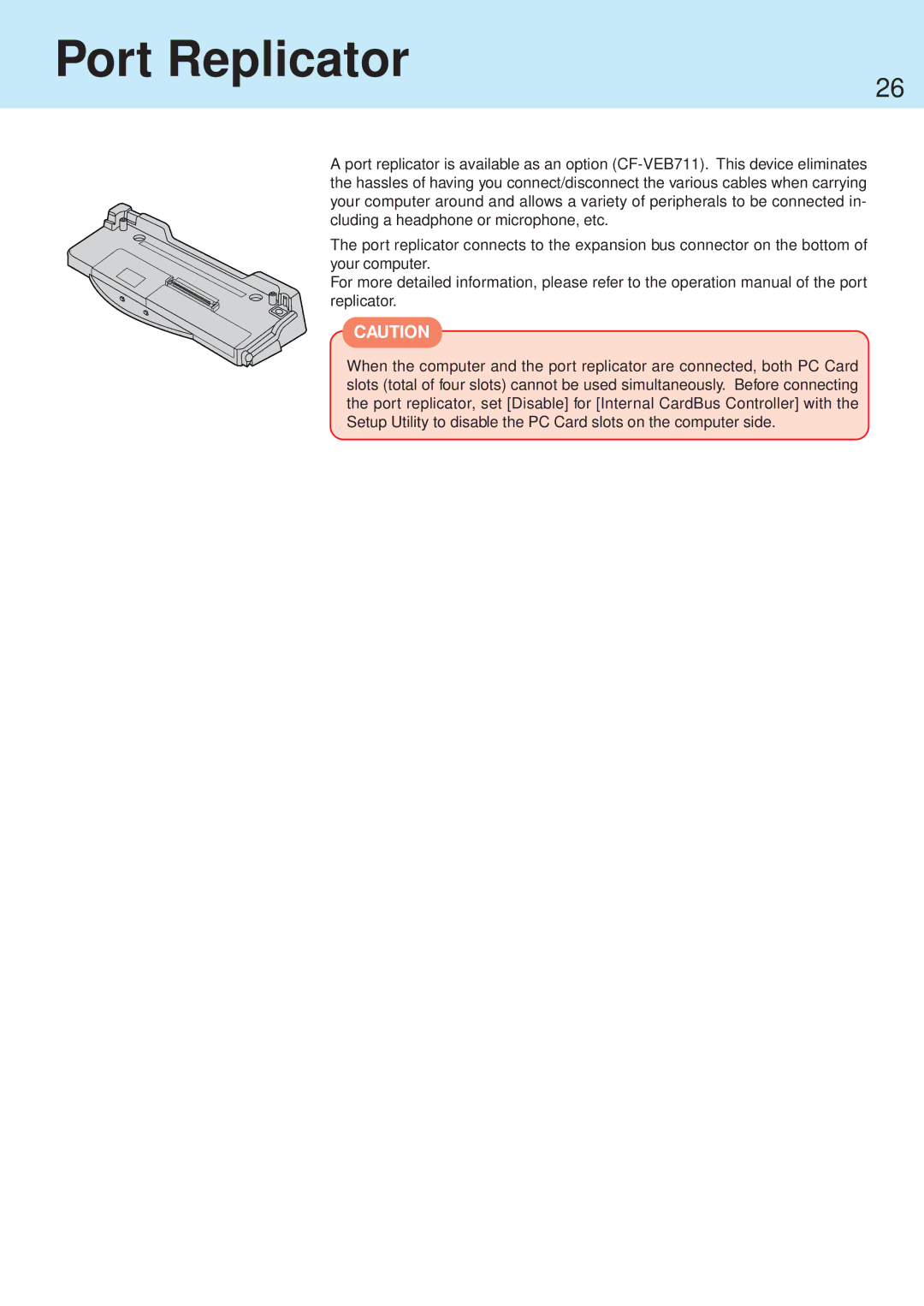 Panasonic CF-71 manual Port Replicator 