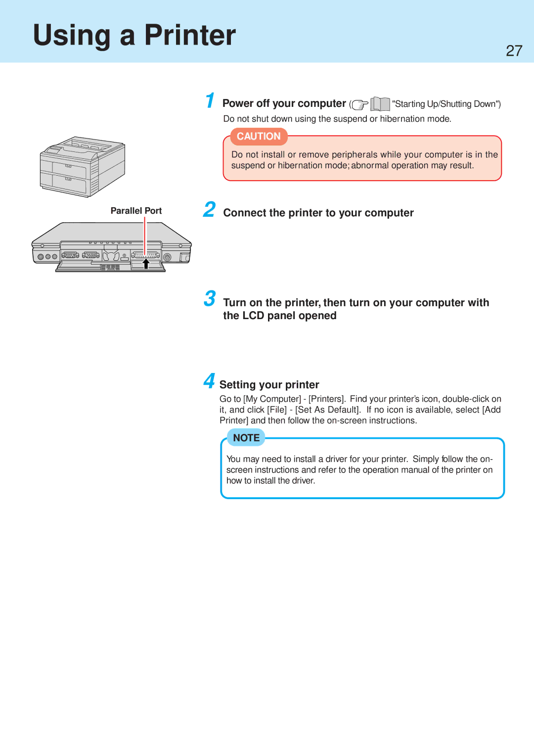 Panasonic CF-71 manual Using a Printer 