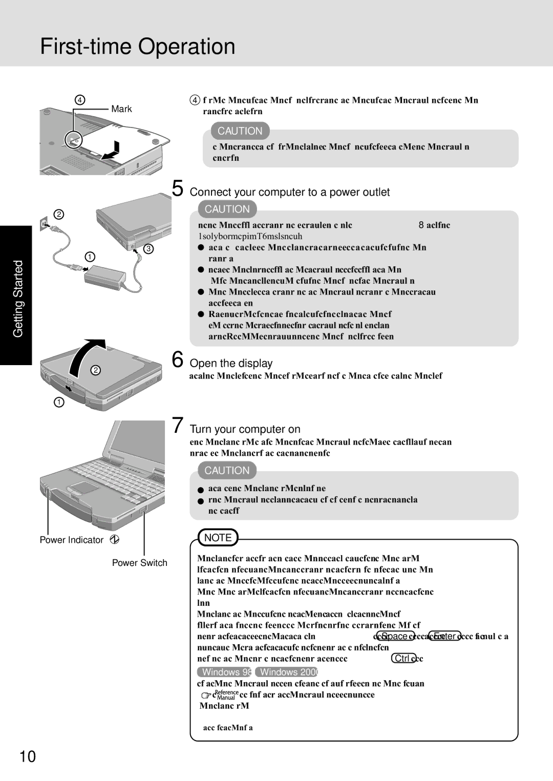 Panasonic CF-72 Series P appendix First-time Operation, Connect your computer to a power outlet, Open the display 