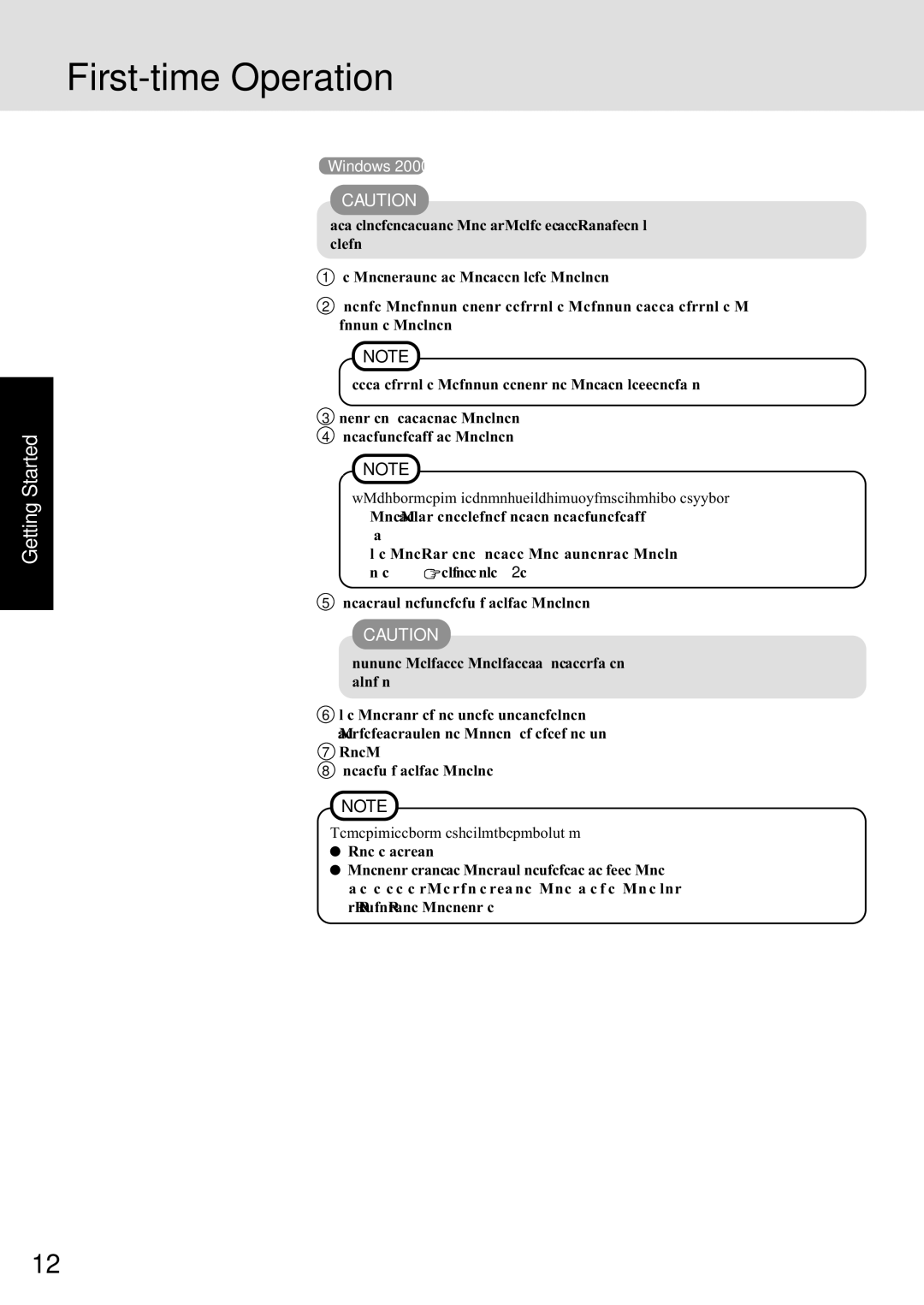 Panasonic CF-72 Series P appendix First-time Operation 