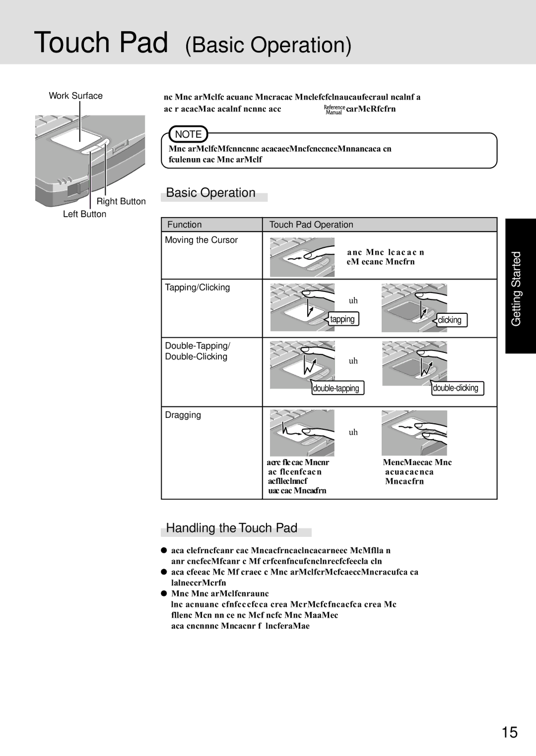 Panasonic CF-72 Series P appendix Touch Pad Basic Operation, Work Surface, Dragging 