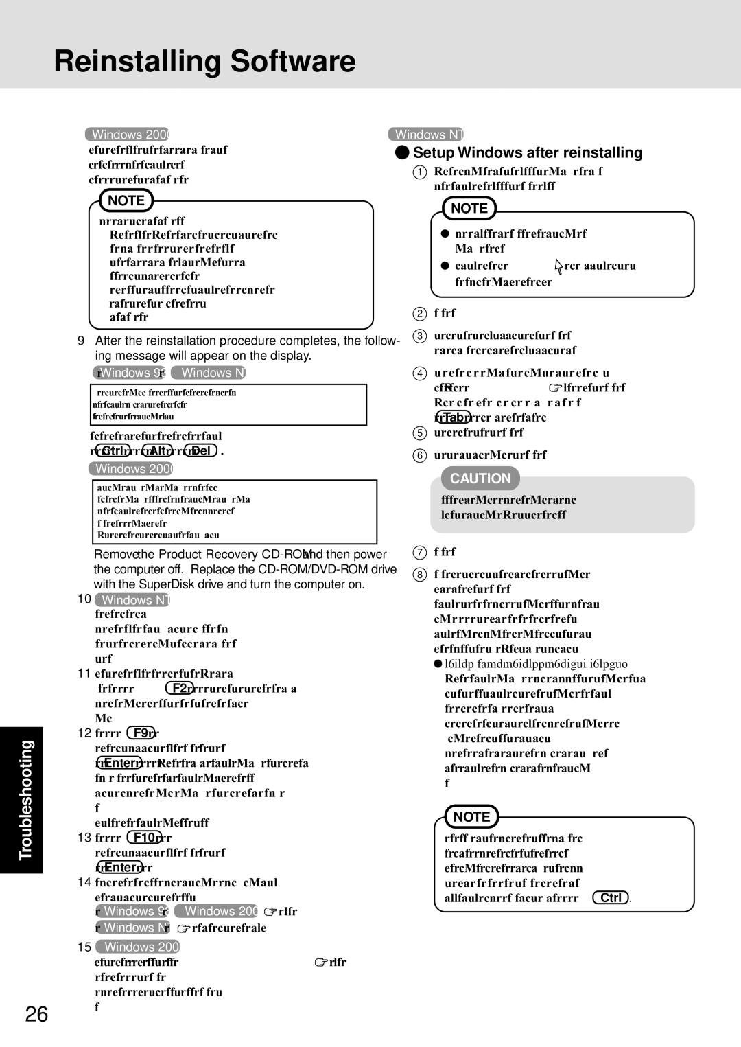 Panasonic CF-72 Series P appendix Reinstalling Software, Setup Windows after reinstalling, Ctrl + Alt + Del, F10 