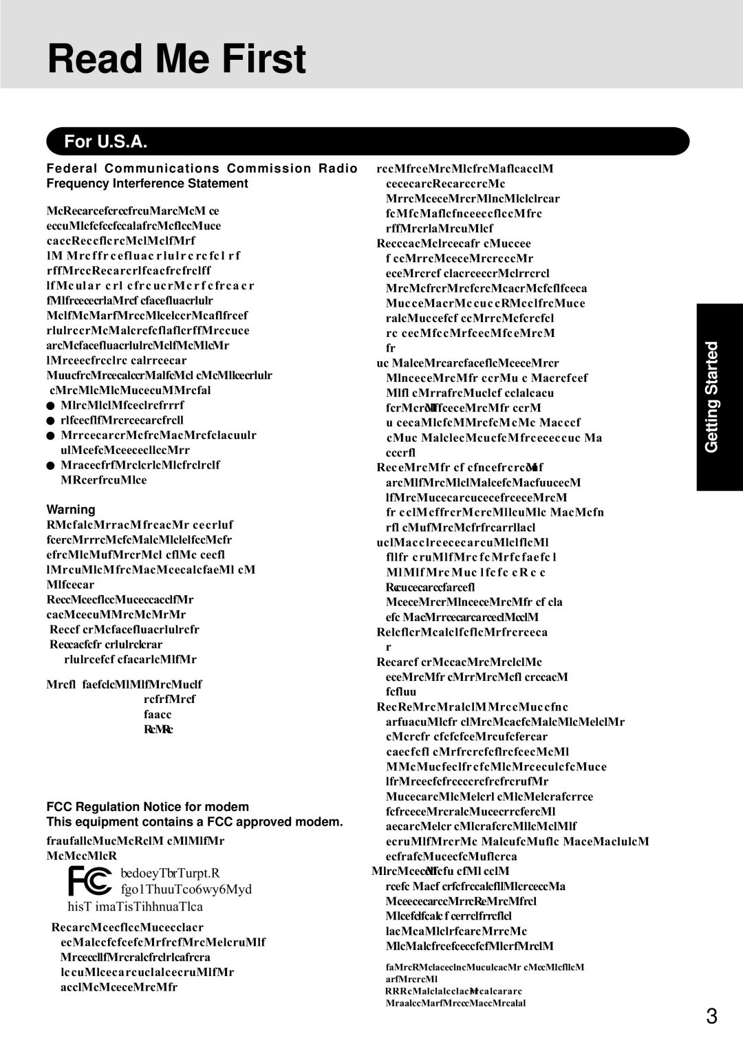 Panasonic CF-72 Series P appendix Read Me First, For U.S.A, Reorient or relocate the receiving antenna 