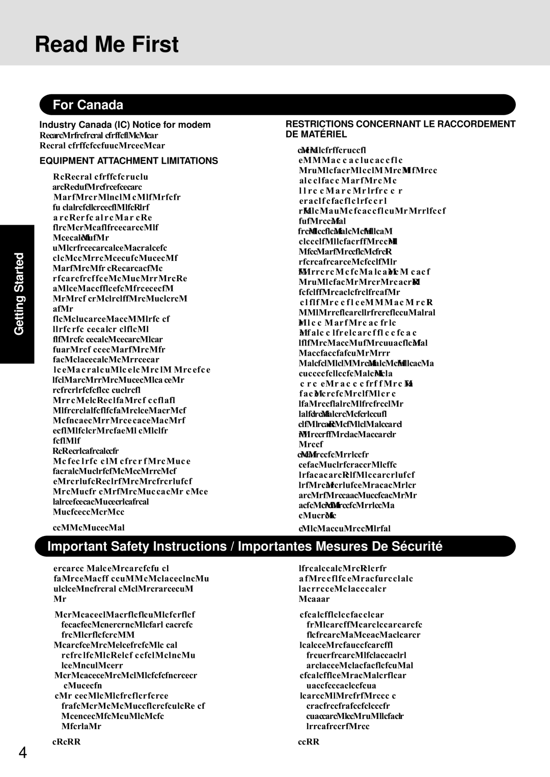 Panasonic CF-72 Series P appendix Read Me First, For Canada, Industry Canada IC Notice for modem 