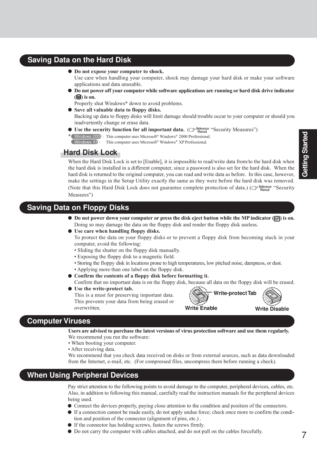 Panasonic CF-72 Series appendix Saving Data on the Hard Disk, Saving Data on Floppy Disks, Computer Viruses 