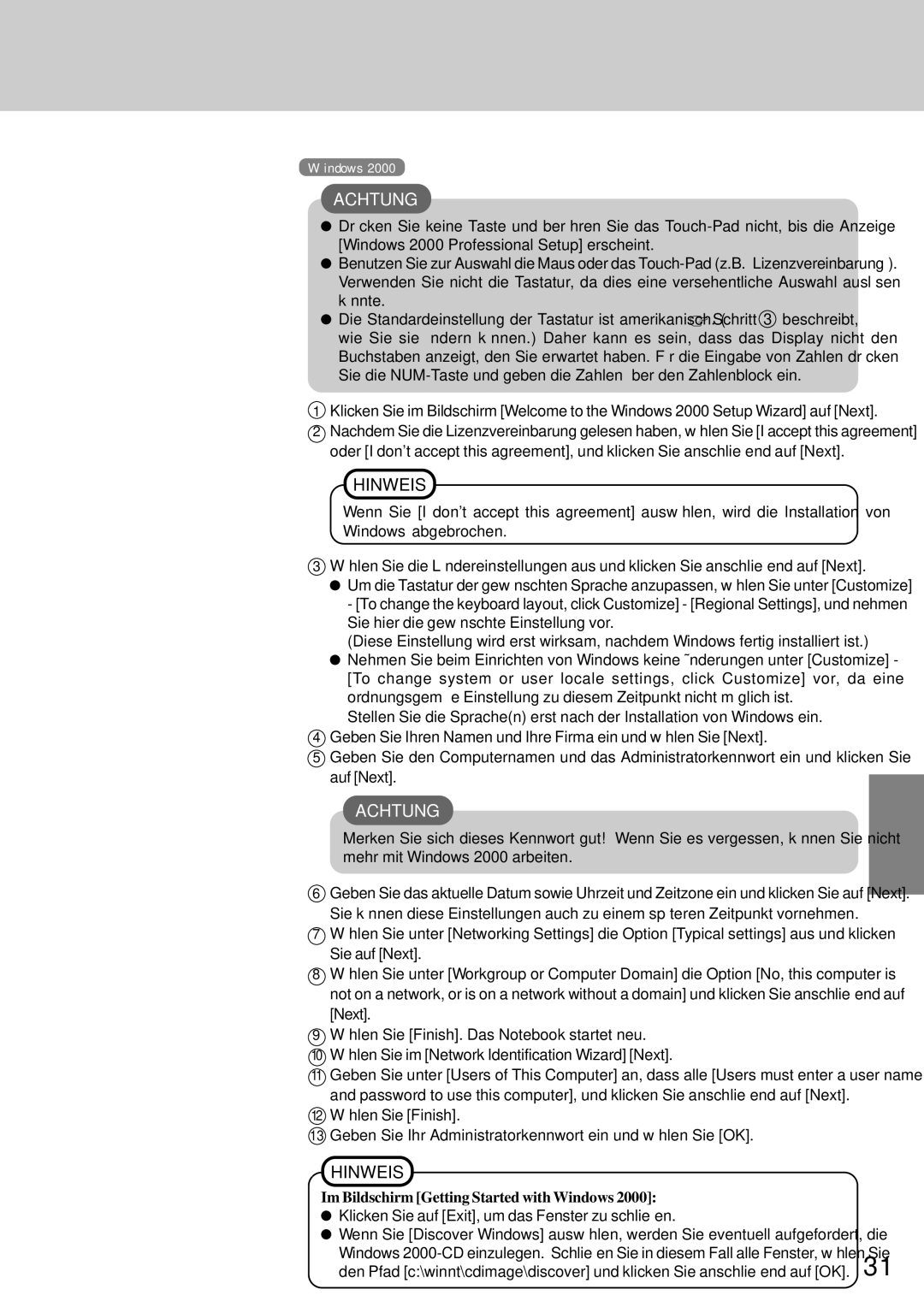 Panasonic CF-72 operating instructions Im Bildschirm Getting Started with Windows 