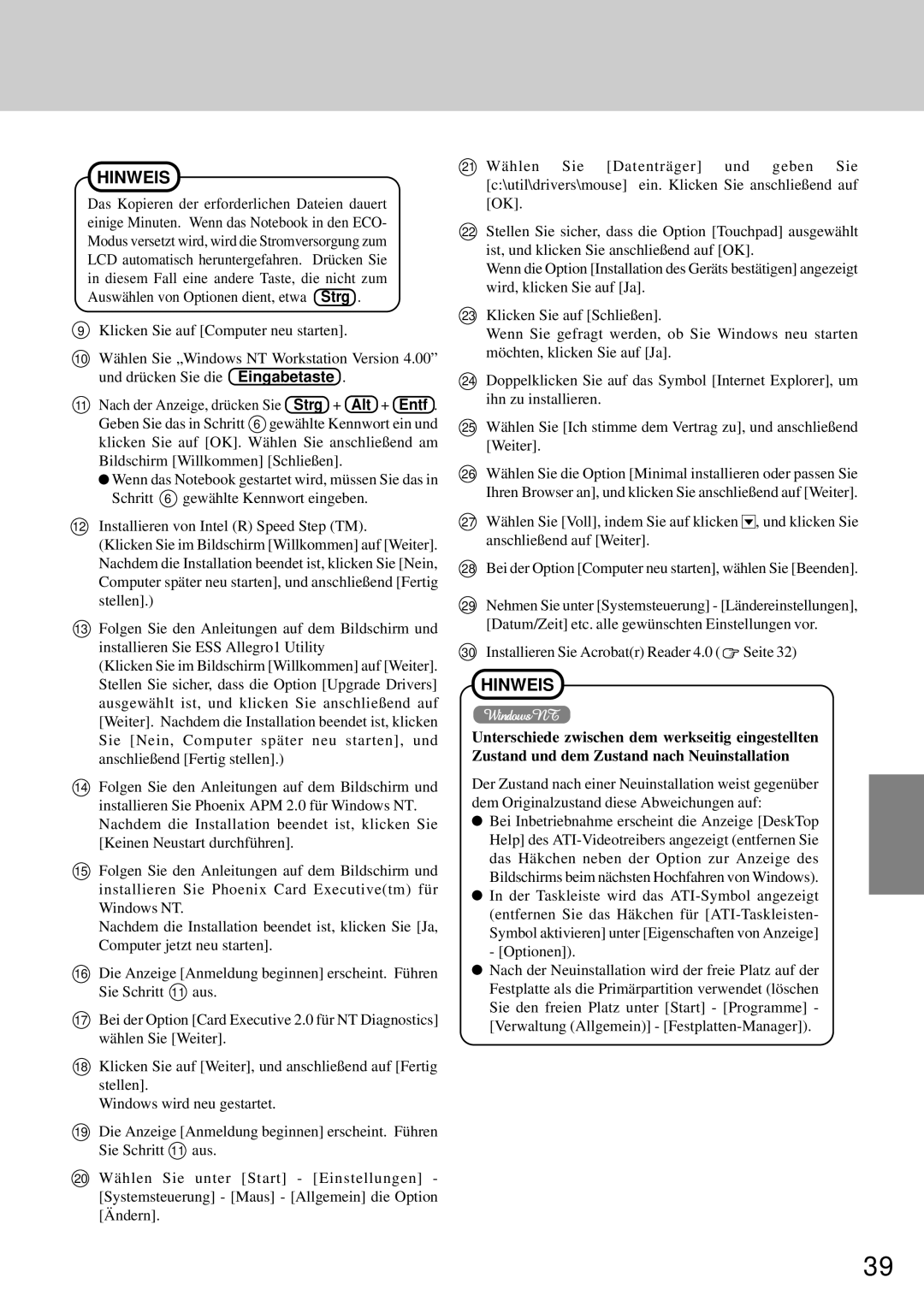 Panasonic CF-72 operating instructions Installieren Sie Acrobatr Reader 4.0 Seite 