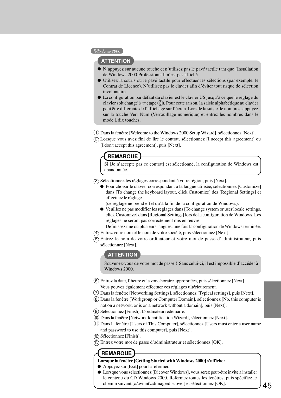 Panasonic CF-72 operating instructions Appuyez sur Exit pour la refermer 