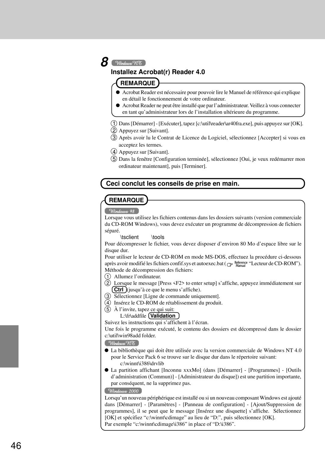 Panasonic CF-72 operating instructions Installez Acrobatr Reader, Ceci conclut les conseils de prise en main 