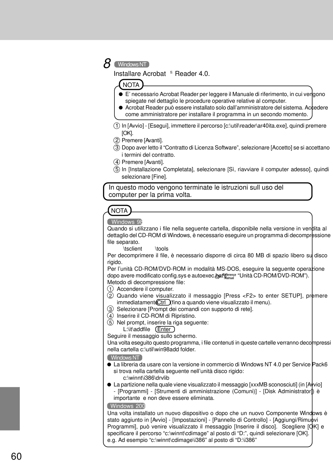 Panasonic CF-72 operating instructions Installare Acrobat Reader 