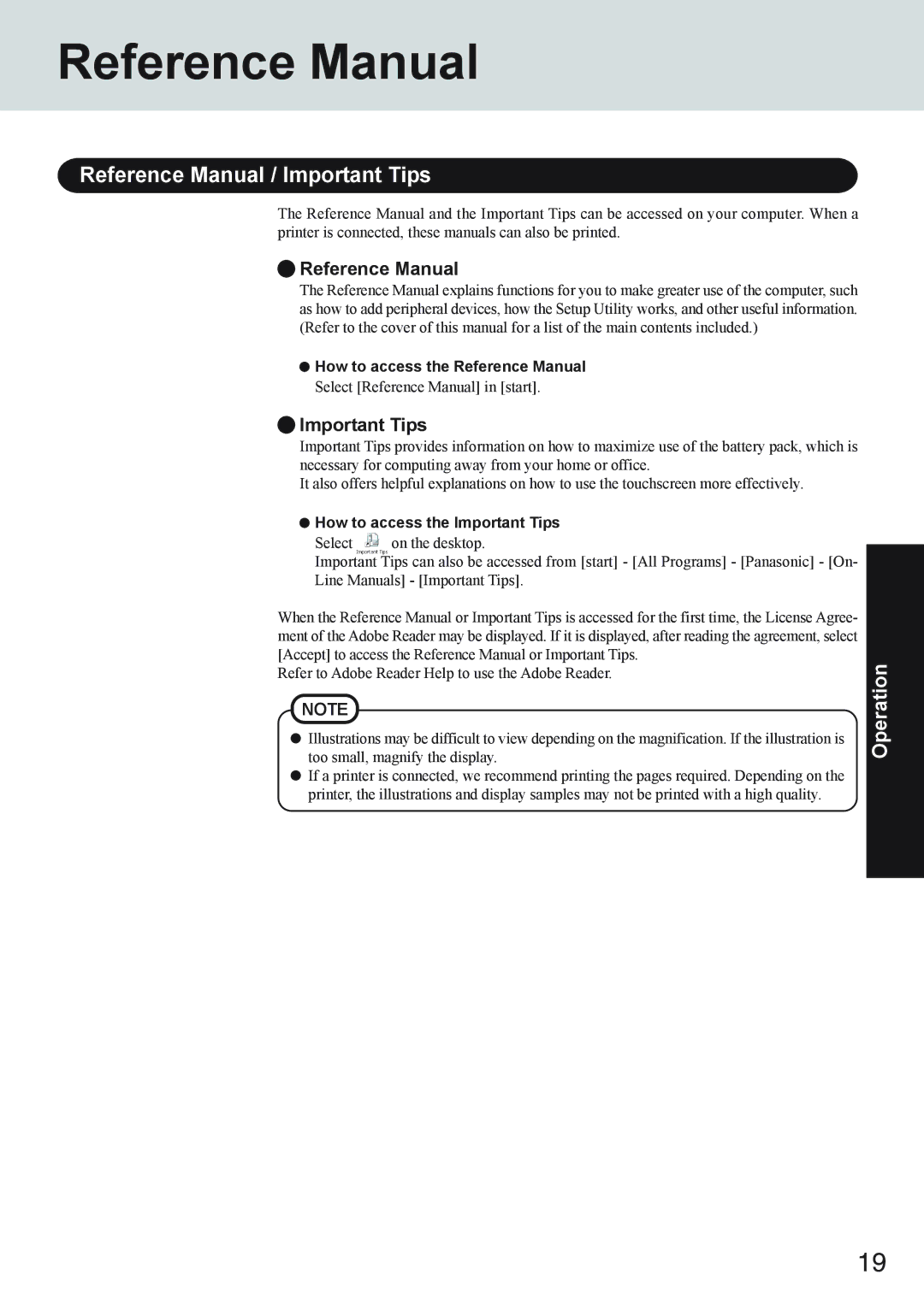 Panasonic CF-73 Series appendix Reference Manual / Important Tips 