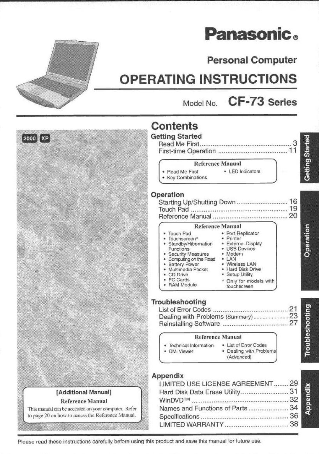 Panasonic CF-73 manual 