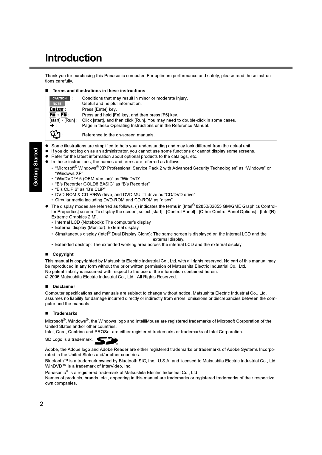 Panasonic CF-74 appendix Introduction, Appendix Troubleshooting Useful Information Getting Started 