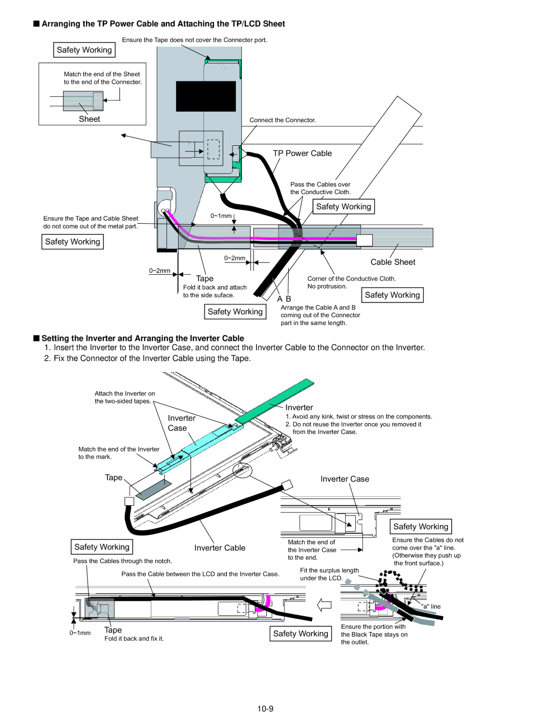 Panasonic CF-74CCBAXBM manual Arranging the TP Power Cable and Attaching the TP/LCD Sheet 