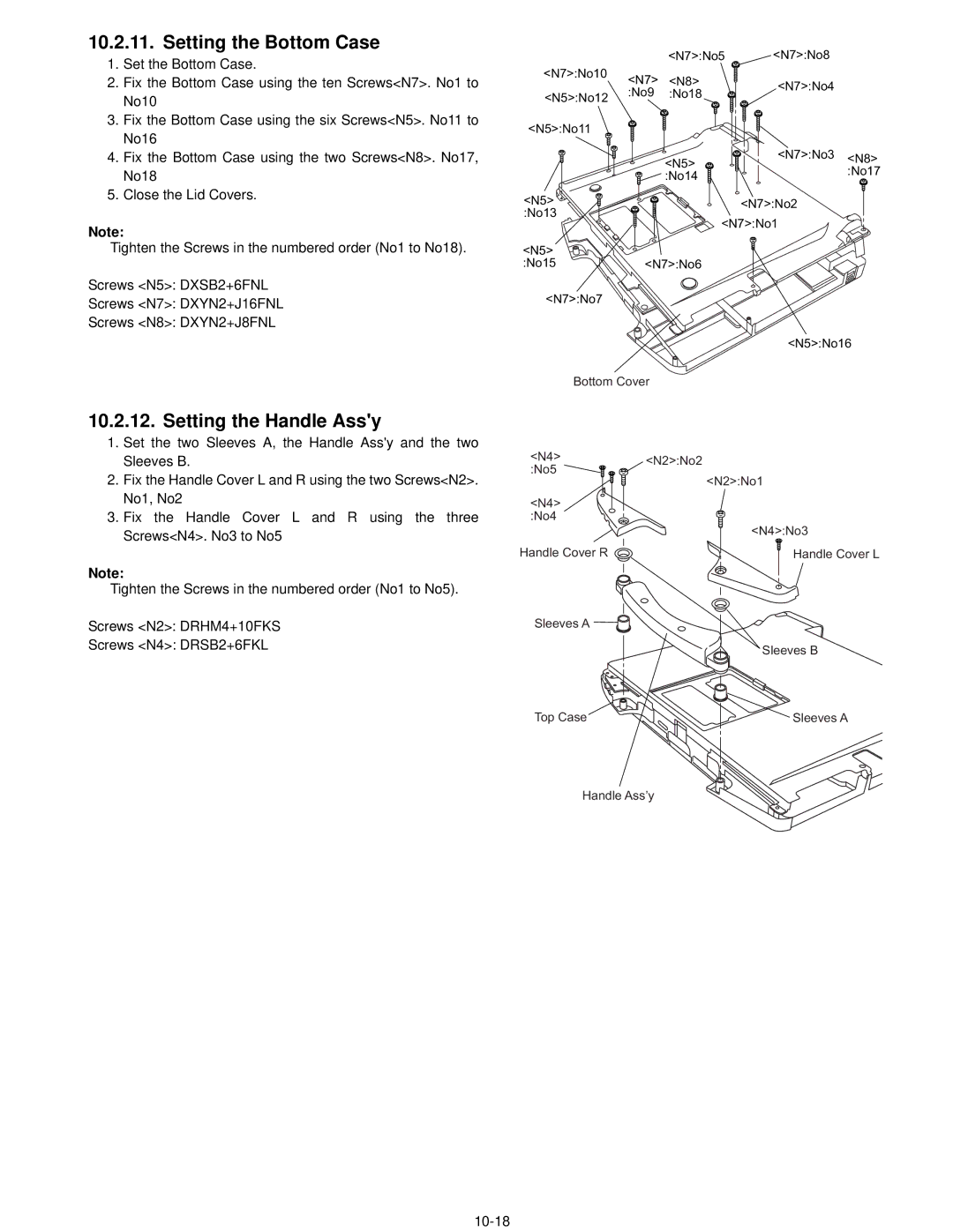 Panasonic CF-74CCBAXBM manual Setting the Bottom Case, Setting the Handle Assy 