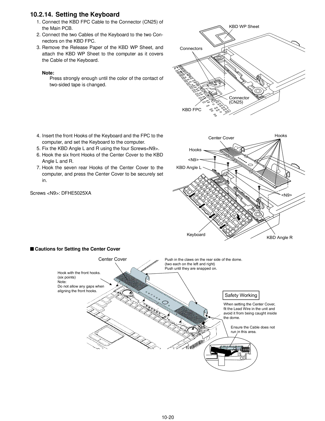 Panasonic CF-74CCBAXBM manual Setting the Keyboard, Center Cover 