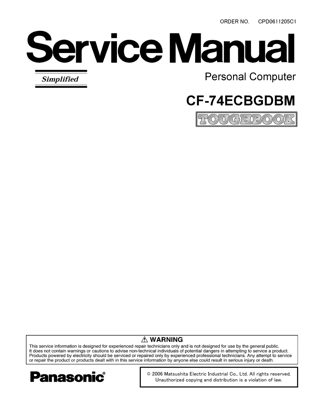Panasonic CF-74ECBGDBM manual 
