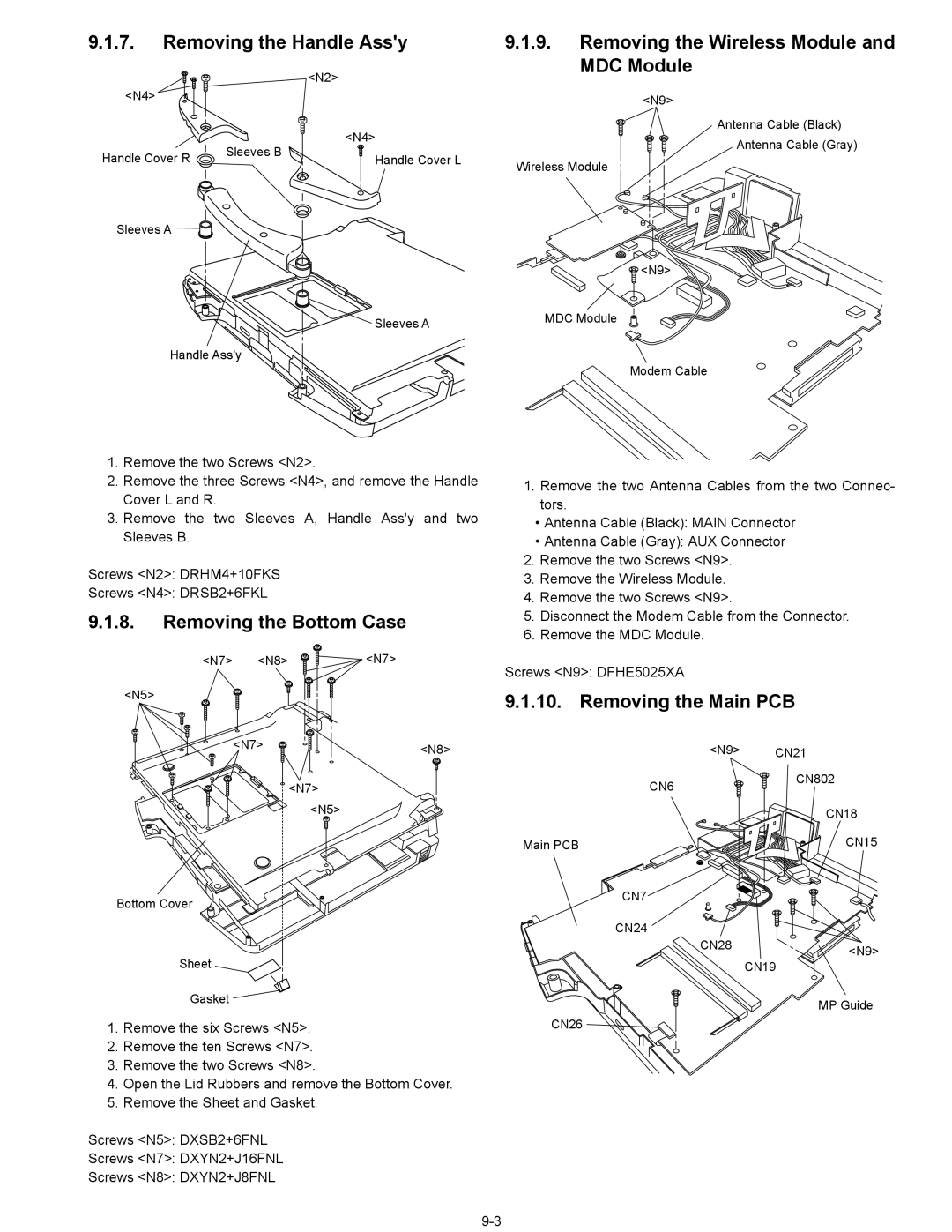 Panasonic CF-74ECBGDBM manual Removing the Bottom Case, Removing the Main PCB 