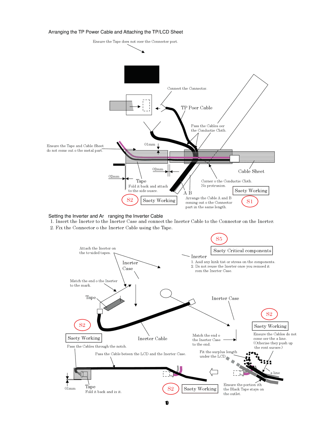 Panasonic CF-74GCDADBM service manual Arranging the TP Power Cable and Attaching the TP/LCD Sheet 