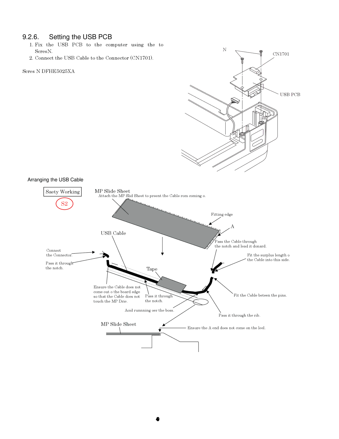 Panasonic CF-74GCDADBM service manual Setting the USB PCB, Arranging the USB Cable 