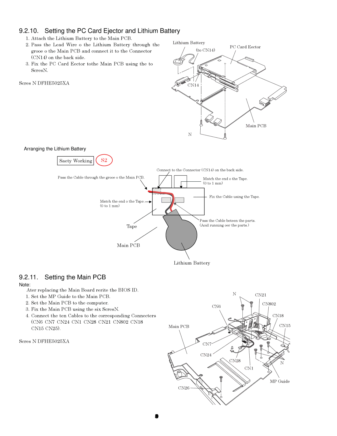 Panasonic CF-74GCDADBM service manual Setting the PC Card Ejector and Lithium Battery, Arranging the Lithium Battery 