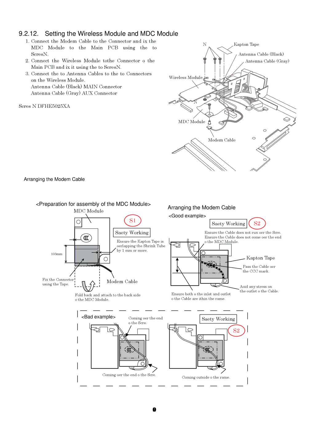 Panasonic CF-74GCDADBM service manual Setting the Wireless Module and MDC Module, Arranging the Modem Cable 