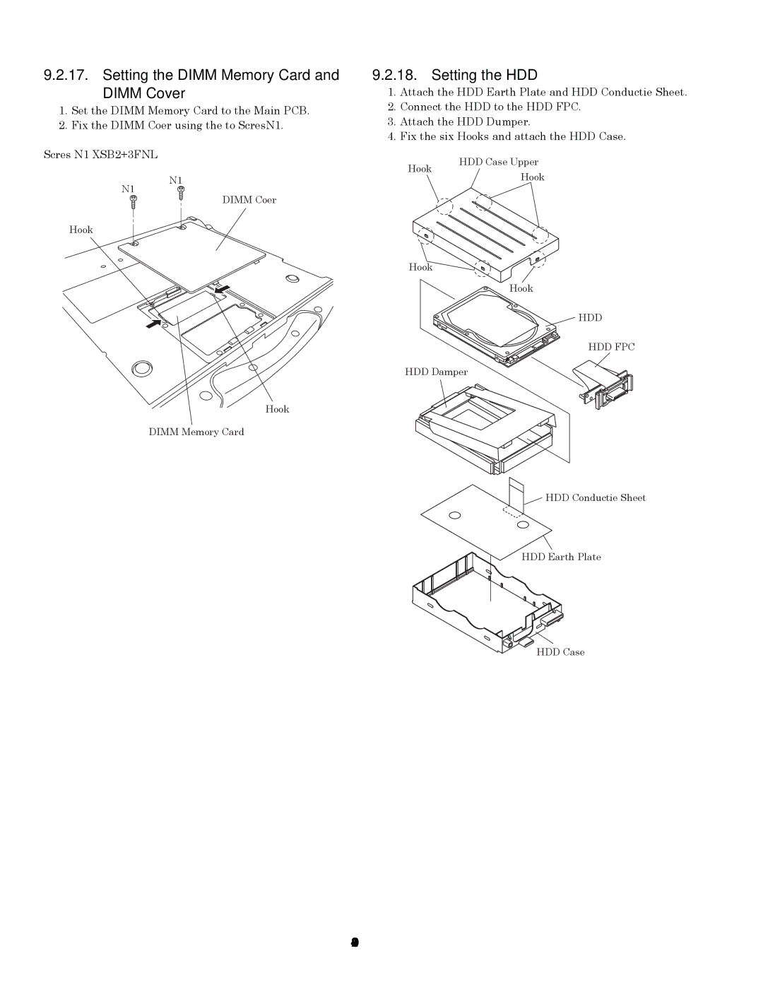 Panasonic CF-74GCDADBM service manual Setting the Dimm Memory Card and Dimm Cover, Setting the HDD 