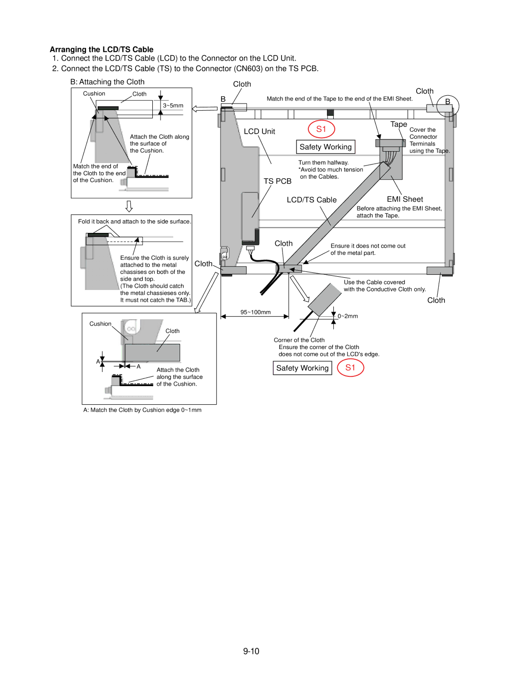 Panasonic CF-74JCJBD1 M service manual Arranging the LCD/TS Cable, Attaching the Cloth 