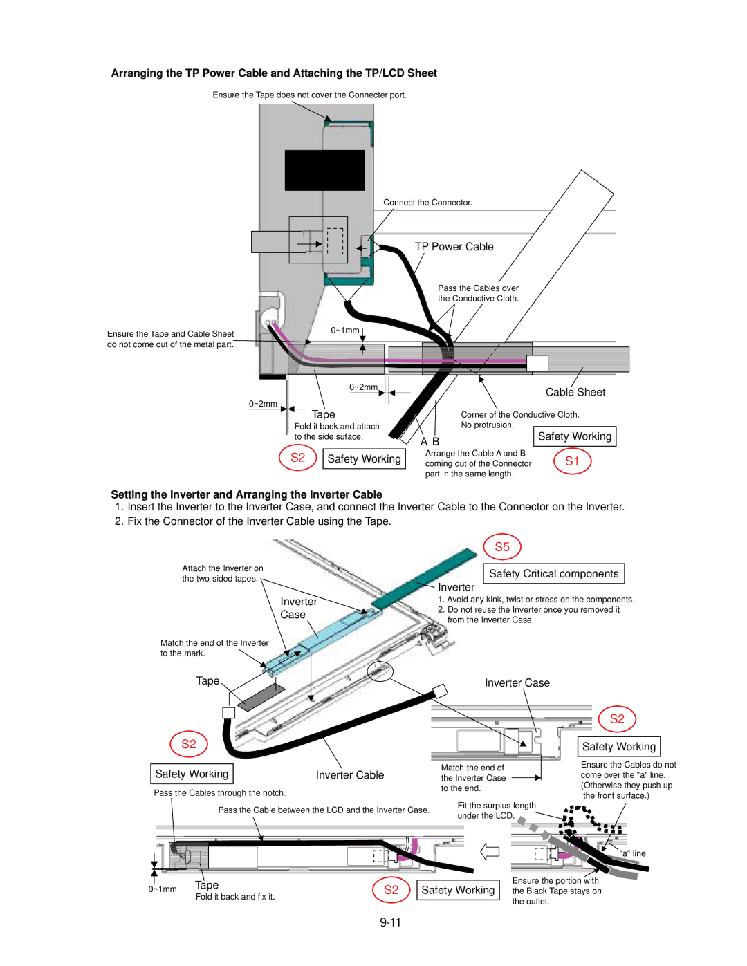 Panasonic CF-74JCJBD1 M service manual Arranging the TP Power Cable and Attaching the TP/LCD Sheet 