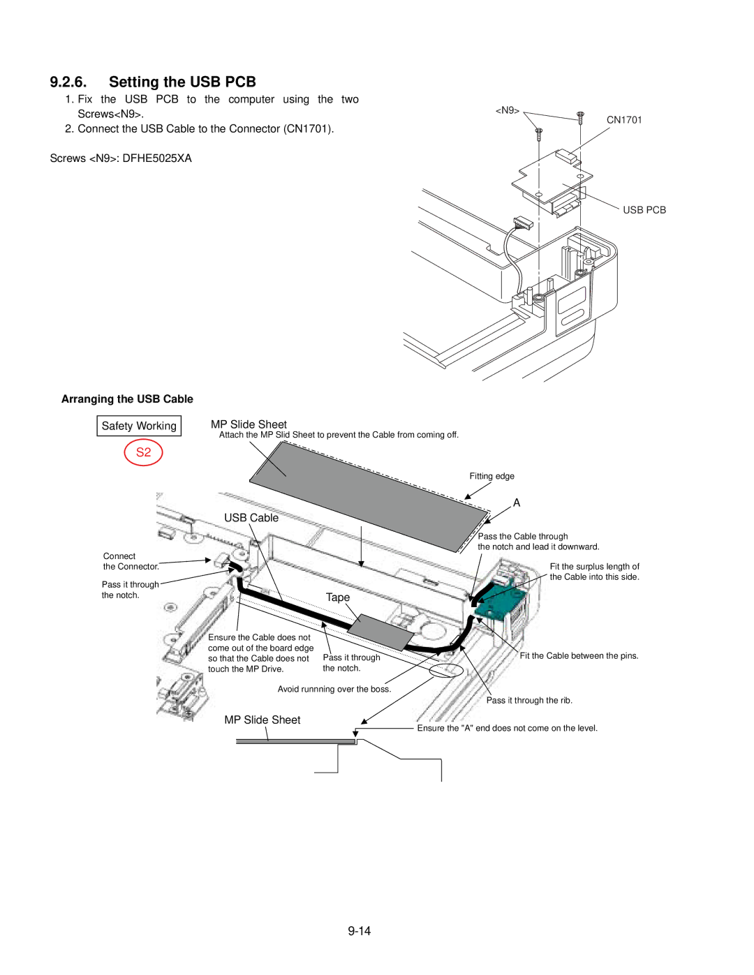 Panasonic CF-74JCJBD1 M service manual Setting the USB PCB, Arranging the USB Cable 