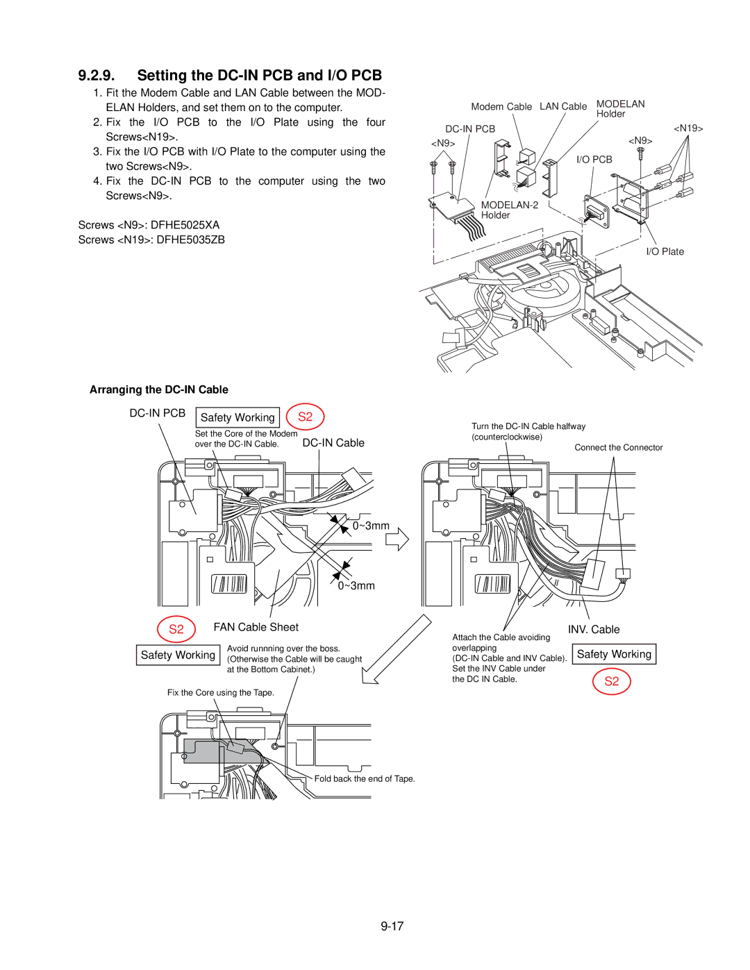 Panasonic CF-74JCJBD1 M service manual Setting the DC-IN PCB and I/O PCB, Arranging the DC-IN Cable 