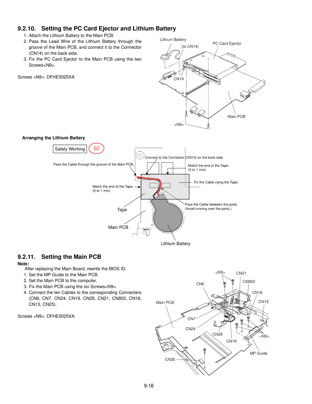 Panasonic CF-74JCJBD1 M service manual Setting the PC Card Ejector and Lithium Battery, Arranging the Lithium Battery 